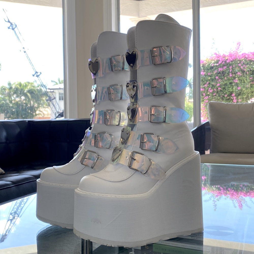 Demonia white cosplay platform boots size 6 US